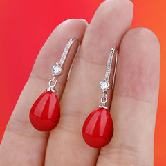 Fashion Women's Simple And Elegant Earrings - Stylish Ear Accessories Diamond Red Water Drop