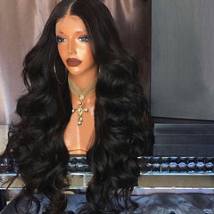 Fashionable African Curly Lace Front Wig: Bold Black Big Wave Wig Black