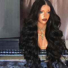 Fashionable African Curly Lace Front Wig: Bold Black Big Wave Wig Black