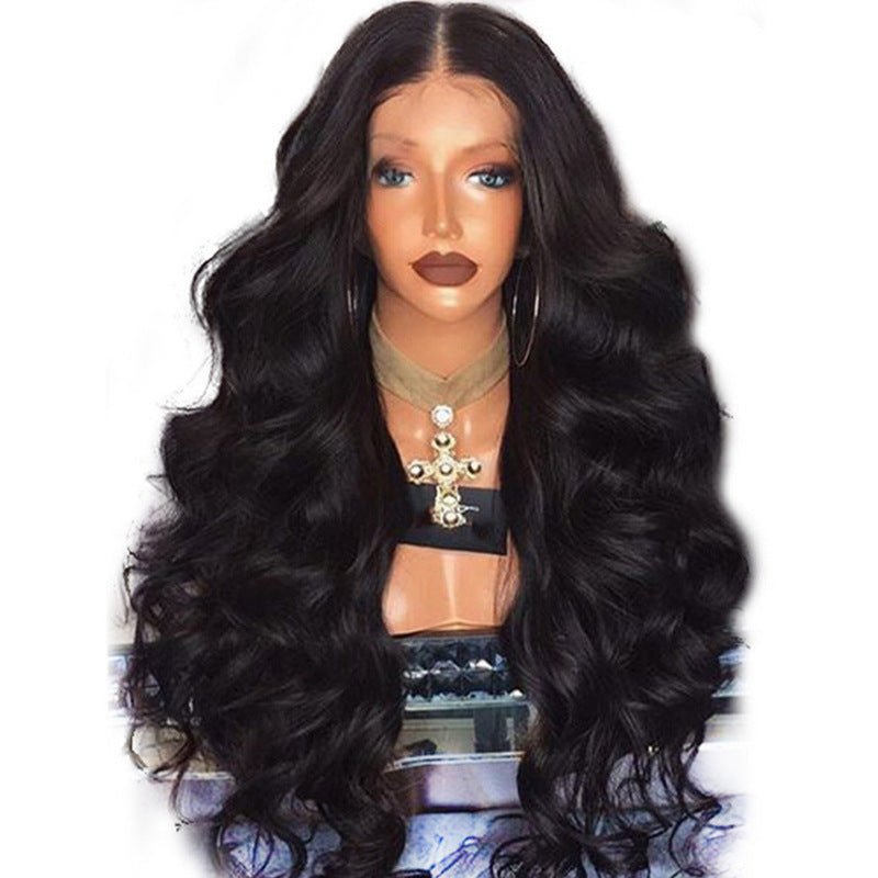 Fashionable African Curly Lace Front Wig: Bold Black Big Wave Wig Black