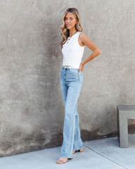 Fashionable All - match Mid - waist Denim Straight - leg Trousers Picture Color