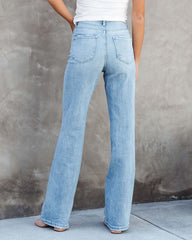 Fashionable All - match Mid - waist Denim Straight - leg Trousers Picture Color