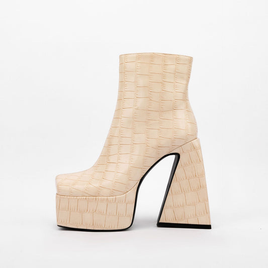 Fashionable All - match Women's Ankle Boots Beige