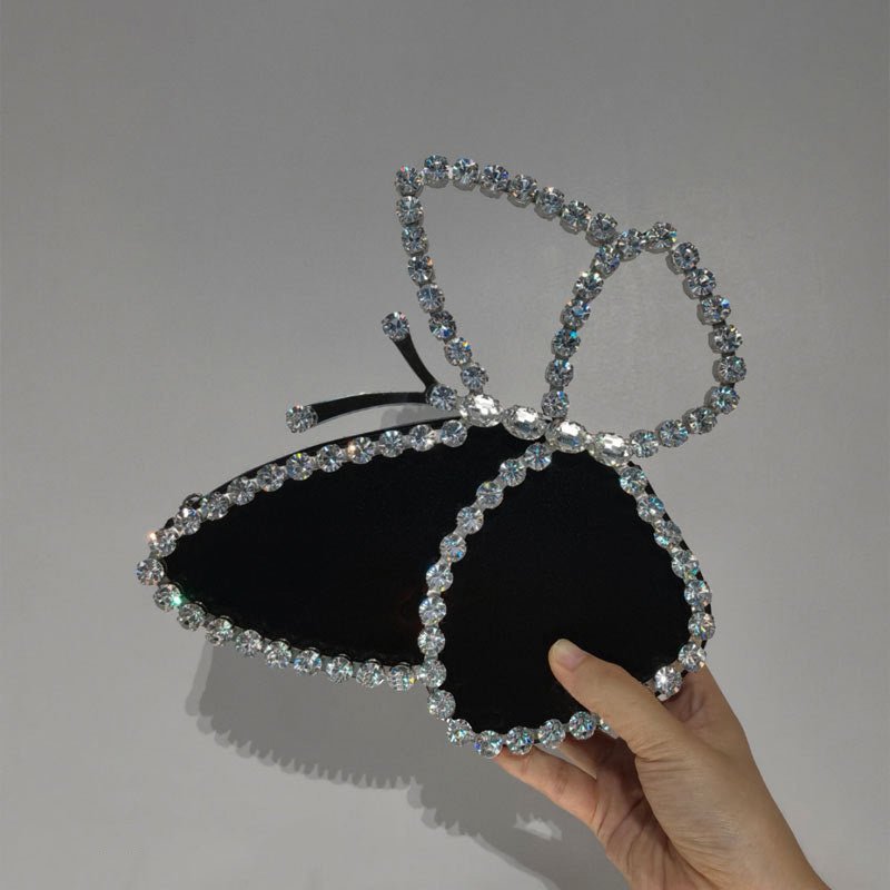 Fashionable Butterfly Clutch With Diamonds Diamond Dinner Bag Clutch Black