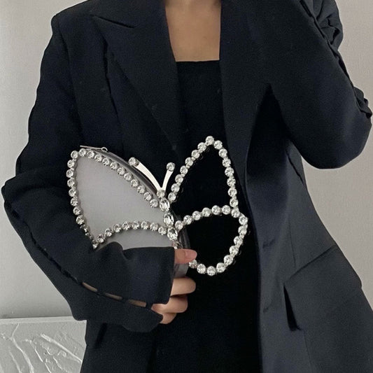 Fashionable Butterfly Clutch With Diamonds Diamond Dinner Bag Clutch Black