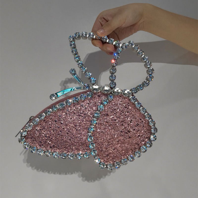 Fashionable Butterfly Clutch With Diamonds Diamond Dinner Bag Clutch Pink