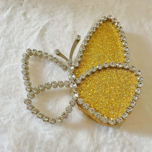 Fashionable Butterfly Clutch With Diamonds Diamond Dinner Bag Clutch Yellow