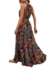 Fashionable High Waist Bohemian Dress with 3D Effect Caramel