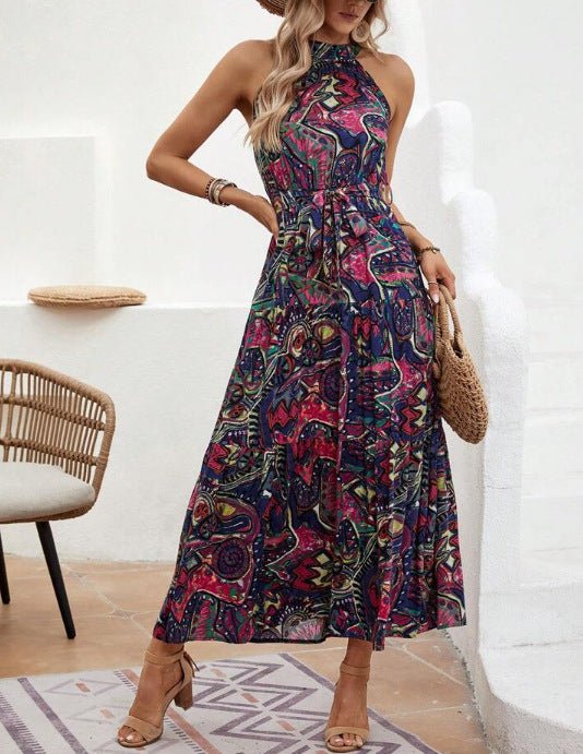 Fashionable High Waist Bohemian Dress with 3D Effect Purplish Red