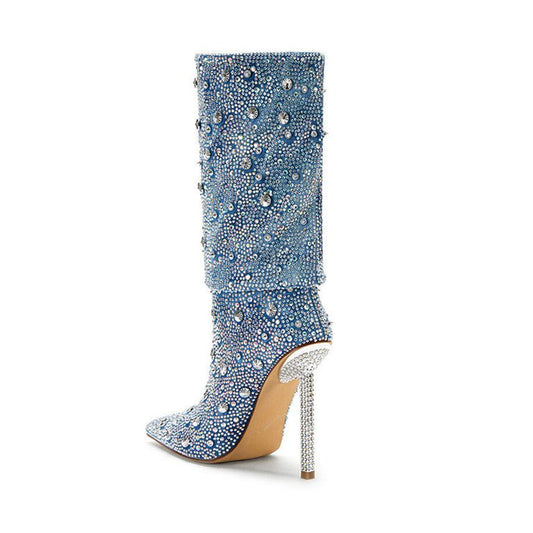 Fashionable Pointy Heel Boots For Women Blue
