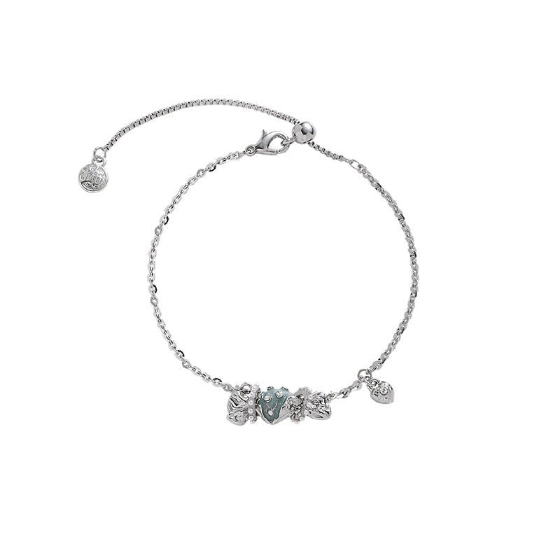 Fashionable Wild Sea Blue Dripping Candy Bracelet for Women Silver Bracelet