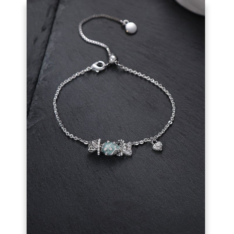 Fashionable Wild Sea Blue Dripping Candy Bracelet for Women Silver Bracelet