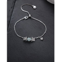 Fashionable Wild Sea Blue Dripping Candy Bracelet for Women Silver Bracelet