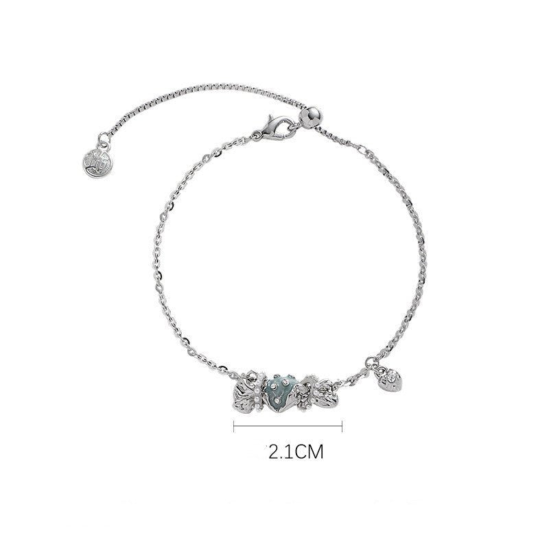 Fashionable Wild Sea Blue Dripping Candy Bracelet for Women Silver Bracelet