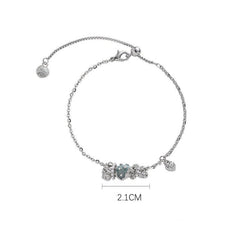 Fashionable Wild Sea Blue Dripping Candy Bracelet for Women Silver Bracelet