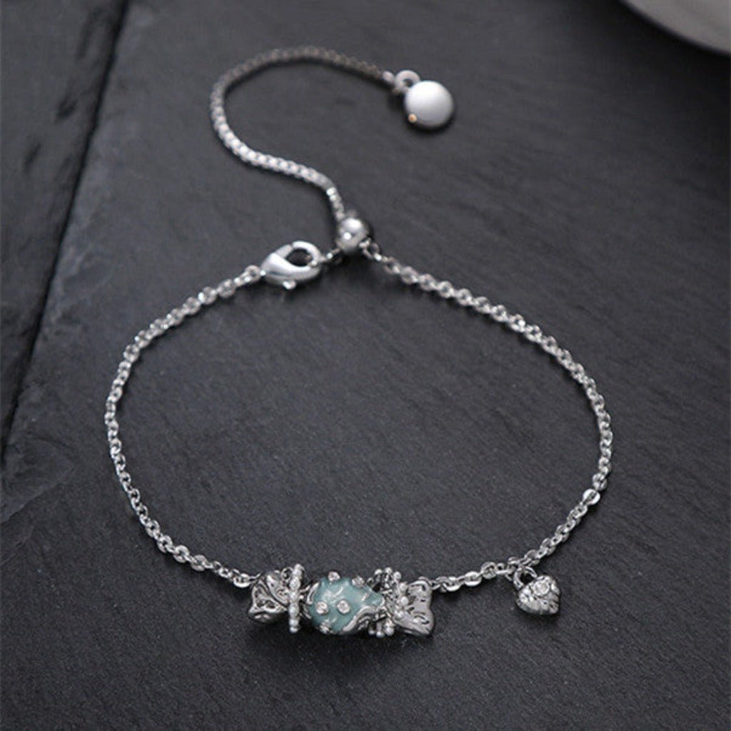Fashionable Wild Sea Blue Dripping Candy Bracelet for Women Silver Bracelet