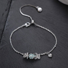 Fashionable Wild Sea Blue Dripping Candy Bracelet for Women Silver Bracelet
