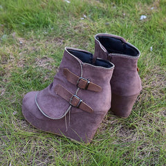 Female Booties With Wedge Heels Platform Boots Khaki