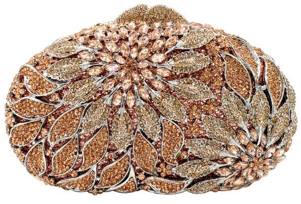 Female Leaf Flower Inlaid Diamond Dinner Bag Champagne