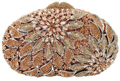 Female Leaf Flower Inlaid Diamond Dinner Bag Champagne