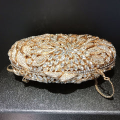 Female Leaf Flower Inlaid Diamond Dinner Bag Champagne