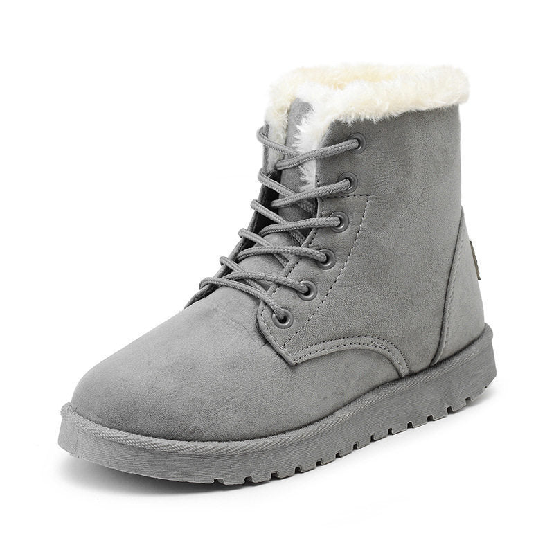 Female Warm Ankle Boots Women Snow Winter Shoes Grey