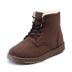 Female Warm Ankle Boots Women Snow Winter Shoes Dark brown