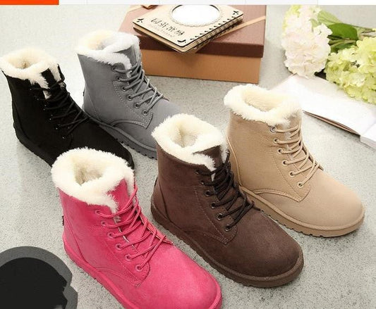 Female Warm Ankle Boots Women Snow Winter Shoes Beige