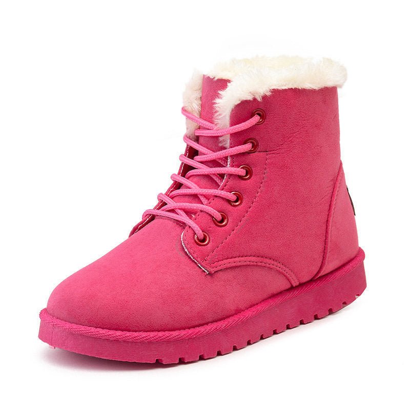 Female Warm Ankle Boots Women Snow Winter Shoes Rose Red