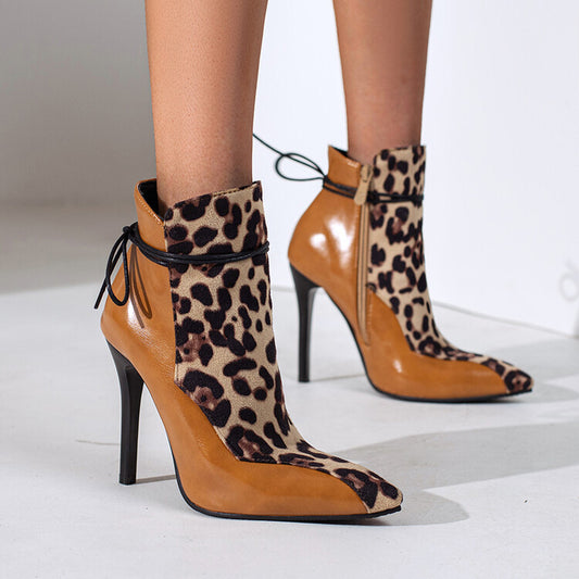 Short Pointed Toe Knight Boots with Thin High Heels