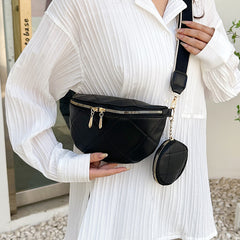 Soft Leather Textured Clutch Saddle Crossbody Waist Bag