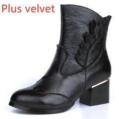 First layer cowhide single boots Black