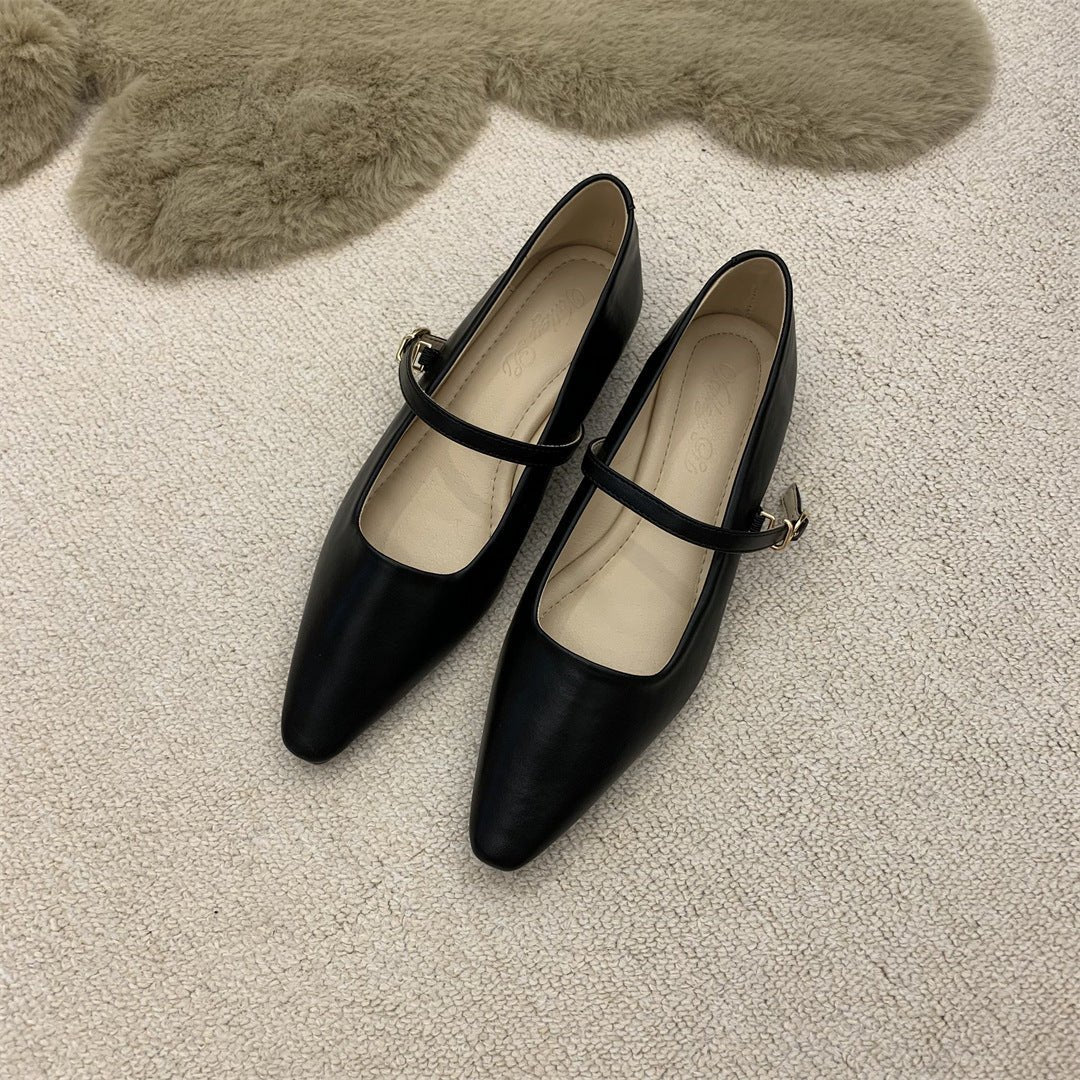 Flat Pointed Toe Every Night Mary Jane Shoes Women 1364 2 Black