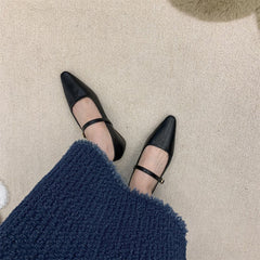 Flat Pointed Toe Every Night Mary Jane Shoes Women 1364 2 Black