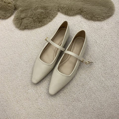 Flat Pointed Toe Every Night Mary Jane Shoes Women 1364 2 Creamy White