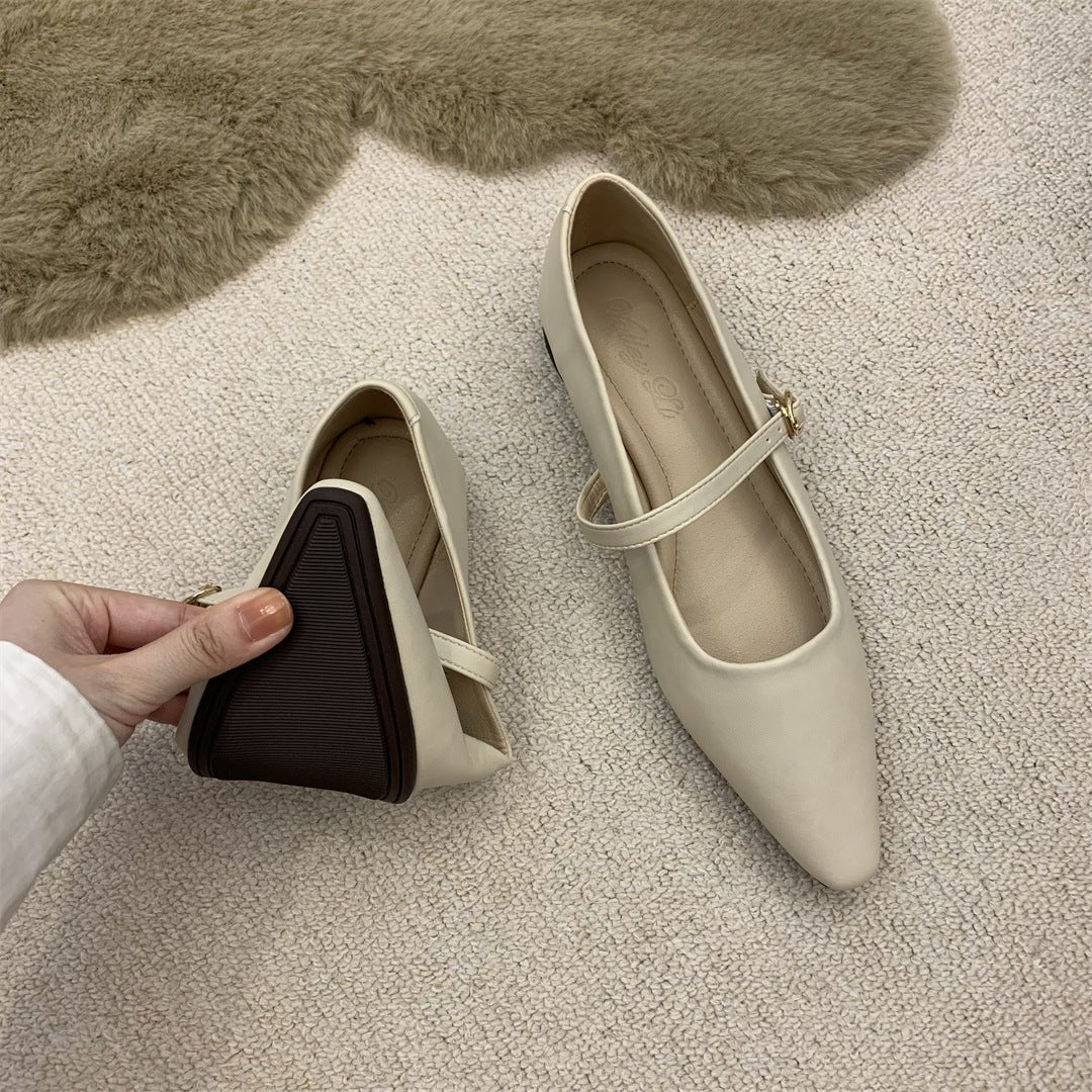 Flat Pointed Toe Every Night Mary Jane Shoes Women 1364 2 Black