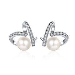 Flawless Freshwater Pearl 925 Sterling Silver Earring Studs Silver