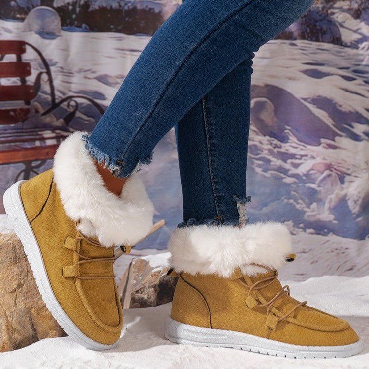 Fleece Snow Boots Conquer Winter Warm For Women Casual Ankle Boots Yellow