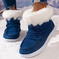 Fleece Snow Boots Conquer Winter Warm For Women Casual Ankle Boots Blue