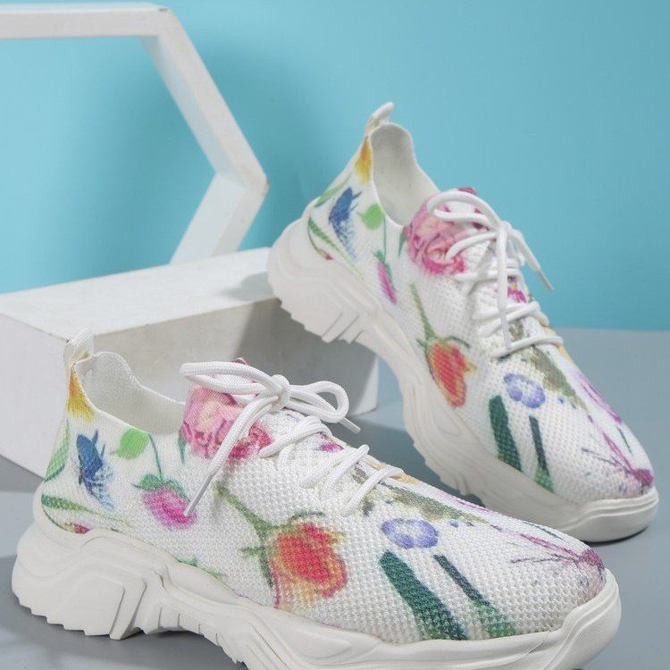 Floral Burst Casual Flower Sports Shoes Women Flat Bottom Plus Size H16 Color