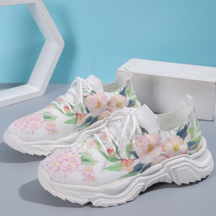 Floral Burst Casual Flower Sports Shoes Women Flat Bottom Plus Size H14 Color