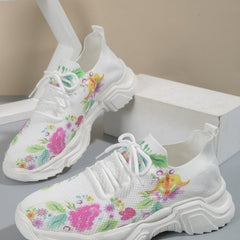 Floral Burst Casual Flower Sports Shoes Women Flat Bottom Plus Size H17 Color