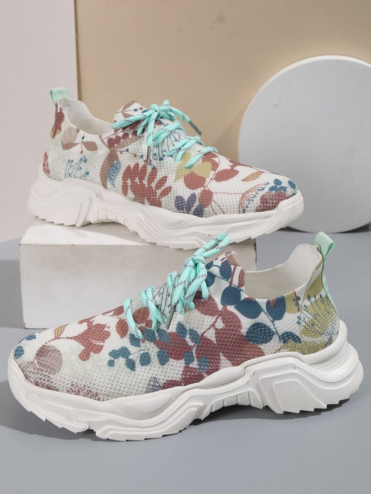 Floral Burst Casual Flower Sports Shoes Women Flat Bottom Plus Size H15 Color