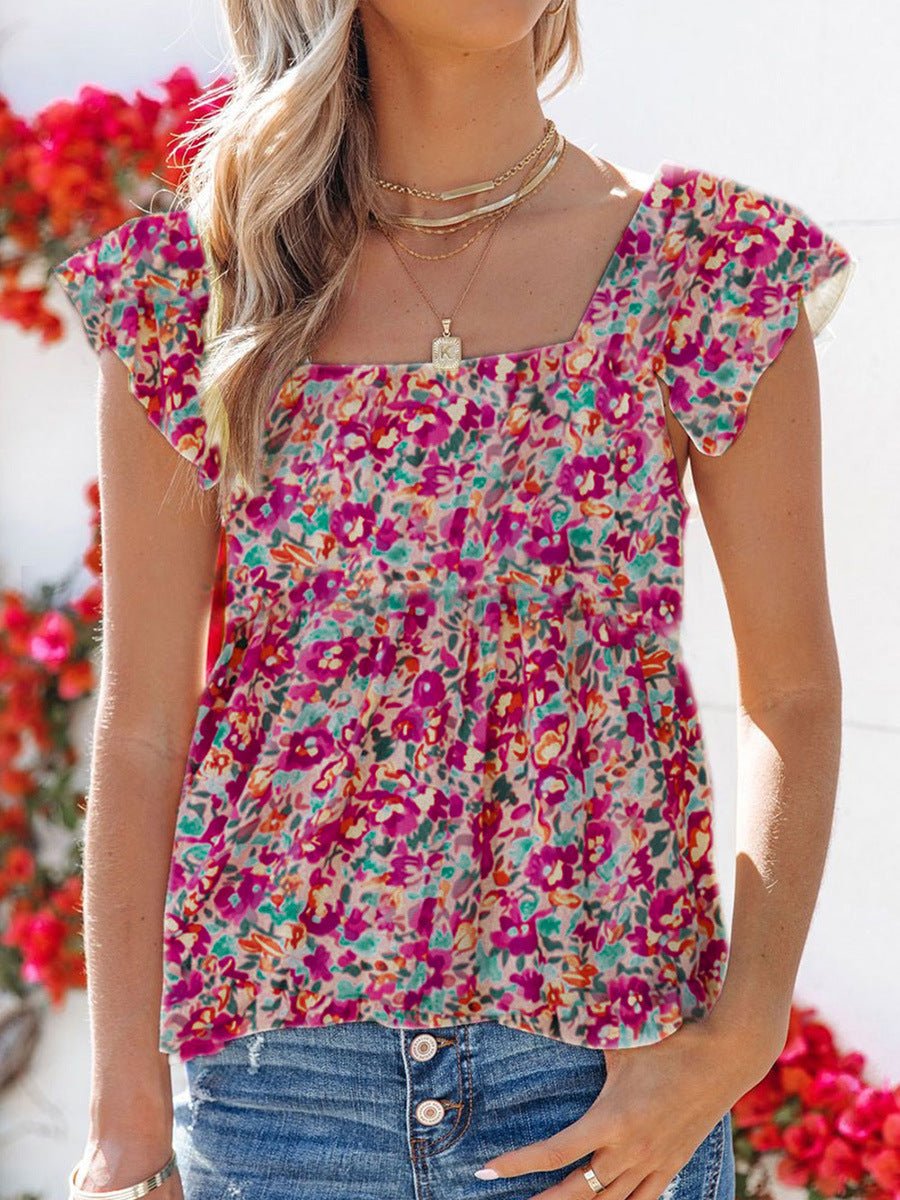 Floral Print Sleeveless Summer Vest LC2568316 Color