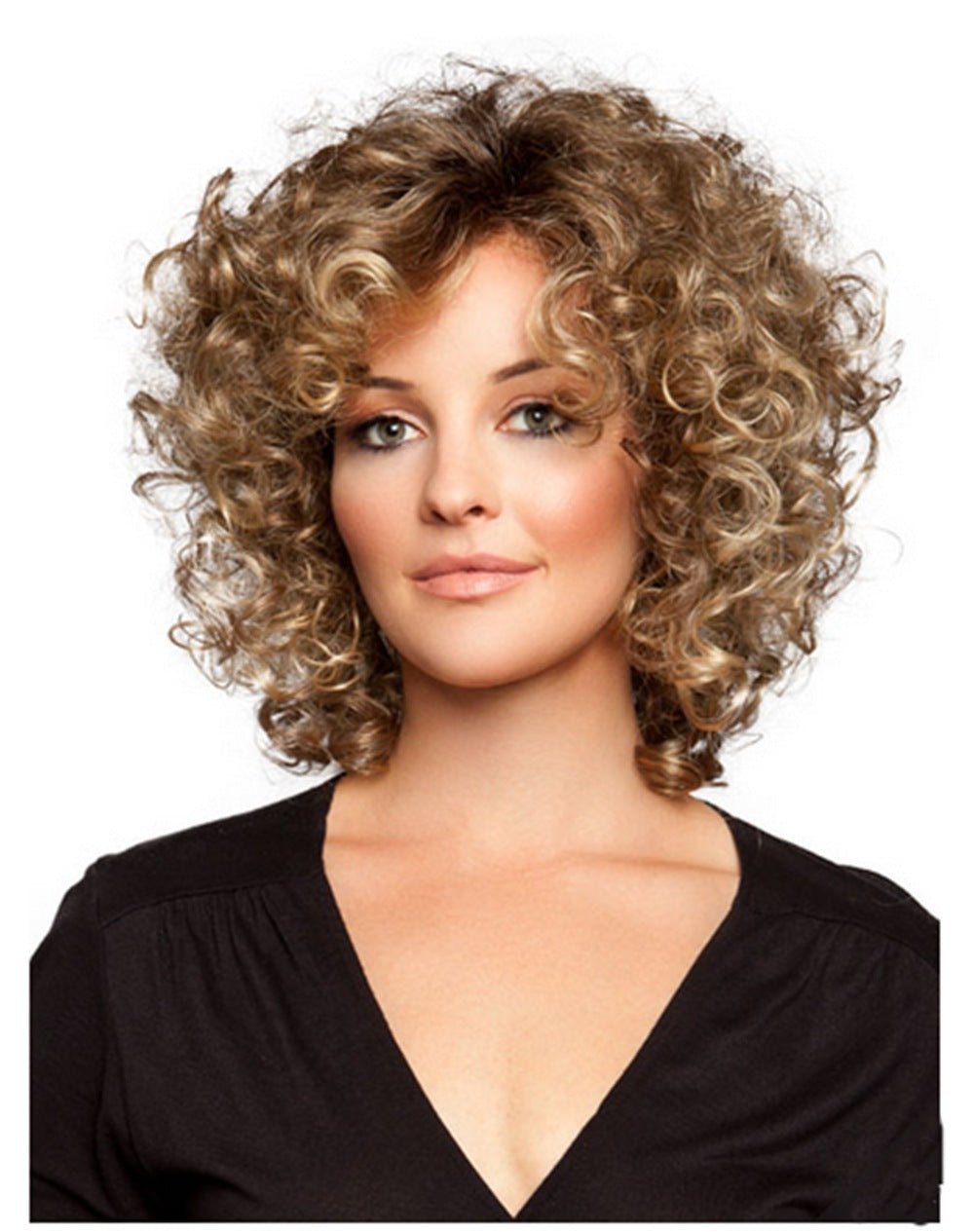 Fluffy Short Curly Hair Wig - High - Temperature Fiber Picture Color