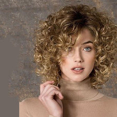 Fluffy Short Curly Hair Wig - High - Temperature Fiber Picture Color