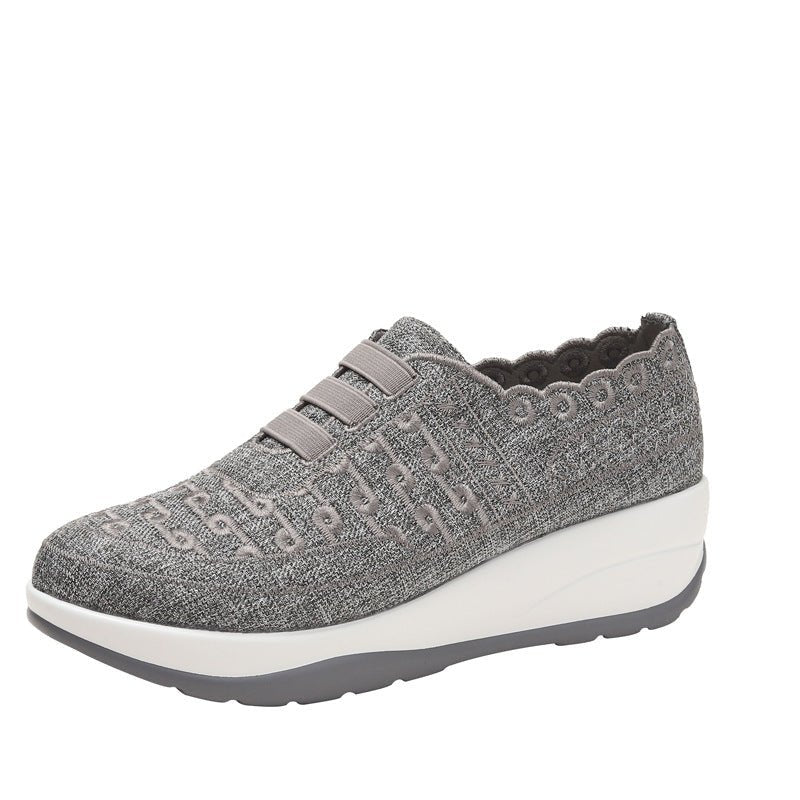 Fly Woven Mesh Slip - on Women's casual Shoes Breathable And Lightweight Gray