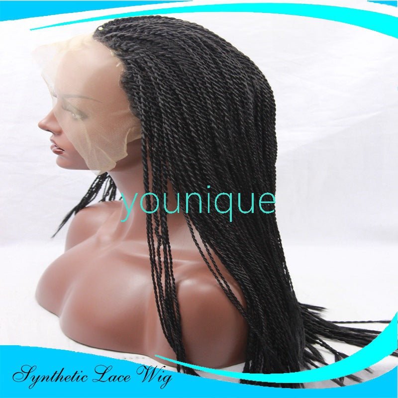 Front Lace Wig with 2 - Strand Braids Black