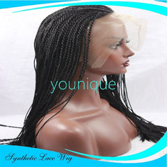 Front Lace Wig with 2 - Strand Braids Black