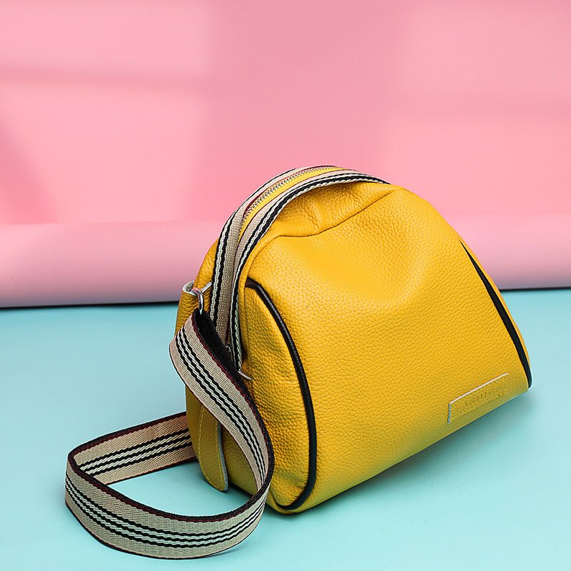 Genuine Cowhide Clutch Saddle Bag for Women Yellow